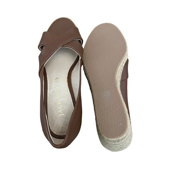 Jack Rogers Palmer Mocha brown Leather Open Toe Espadrilles 6 - Picture 4 of 6